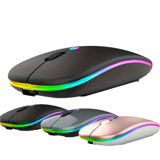 Wireless Mouse Bluetooth and 2.4GHz Dual Modes Rechargeable RGB Ergonomic Silent Click for PC iPad Laptop Cell Phone TV